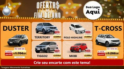 Modelo de TV para TV Horizontal com o tema Ofertas de Fim de Ano para Concessionaria de Carros