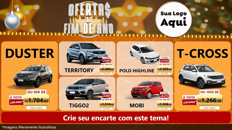 Modelo de TV para TV Horizontal com o tema Ofertas de Fim de Ano para Concessionaria de Carros