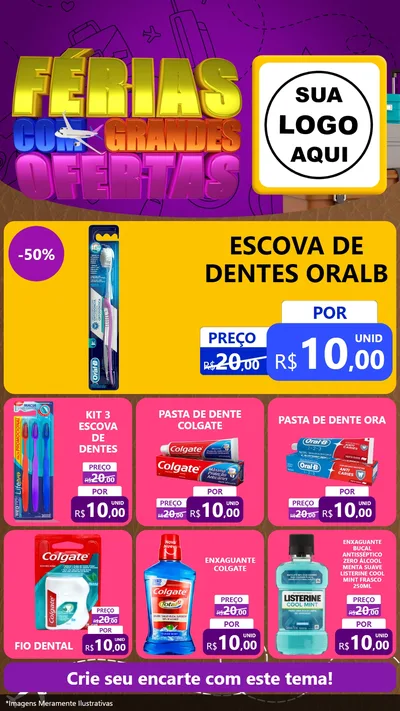 Modelo de Rede Social para Stories com o tema Férias com Grandes Ofertas para Higiene Pessoal
