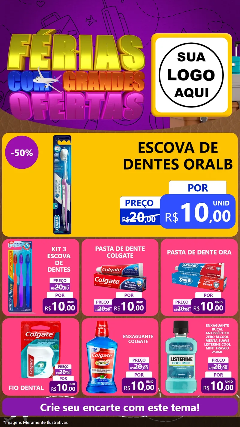 Modelo de Rede Social para Stories com o tema Férias com Grandes Ofertas para Higiene Pessoal