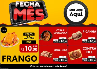 Modelo de Encarte para Encarte A4 Horizontal com o tema Fecha Mês para Assados