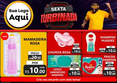 Modelo de Encarte para Encarte A4 Horizontal com o tema Sexta Turbinada para Bebês
