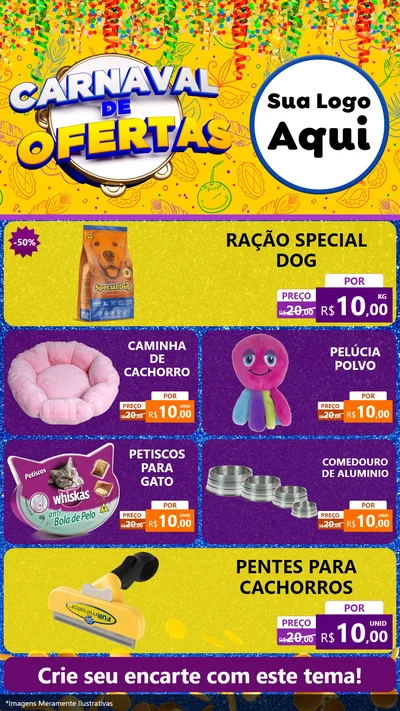 Modelo de TV para TV Vertical com o tema Carnaval de Ofertas para Pet Shop