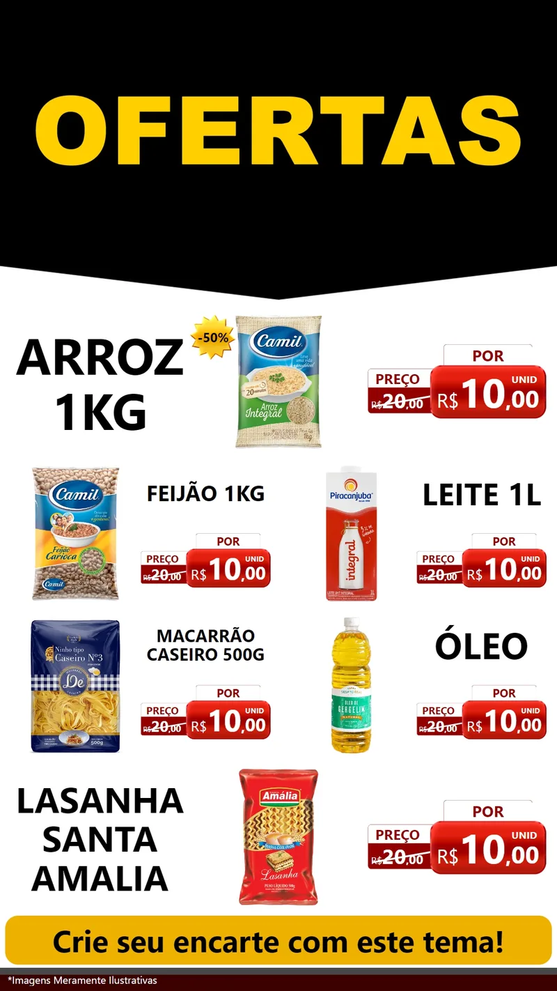 Modelo de TV para TV Vertical com o tema Ofertas Preto e Vermelho Cartaz para Supermercado