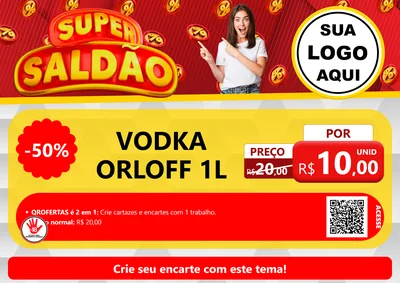 Modelo de Cartaz para Cartaz A4 Horizontal com o tema Super Saldão para Distribuidora de bebidas
