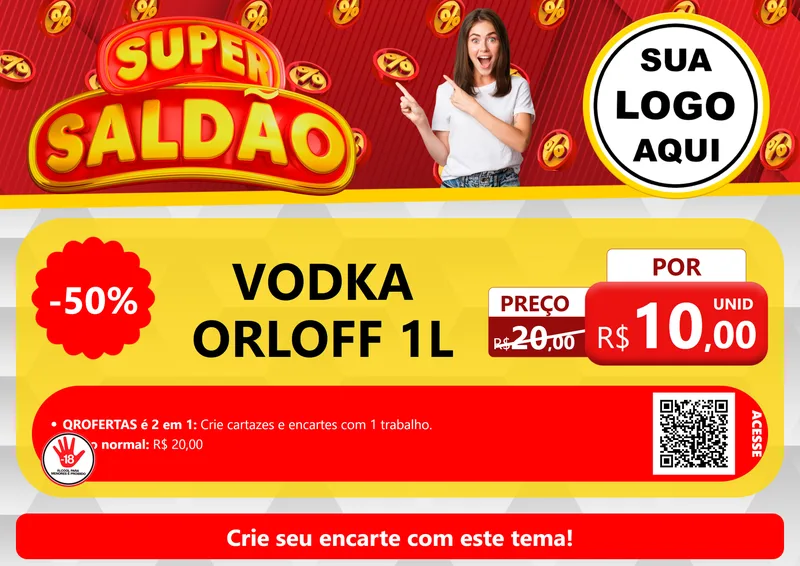 Modelo de Cartaz para Cartaz A4 Horizontal com o tema Super Saldão para Distribuidora de bebidas