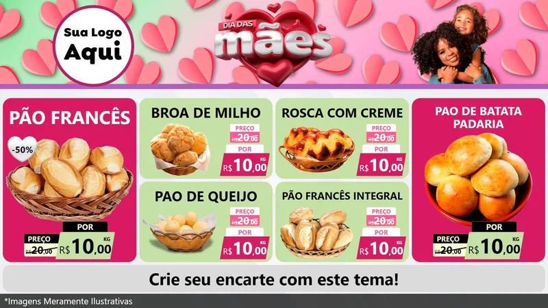 Modelo de TV para TV Horizontal com o tema Dia das Mães para Padaria