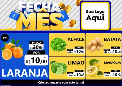 Modelo de Encarte para Encarte A4 Horizontal com o tema Fecha Mês para Hortifrúti