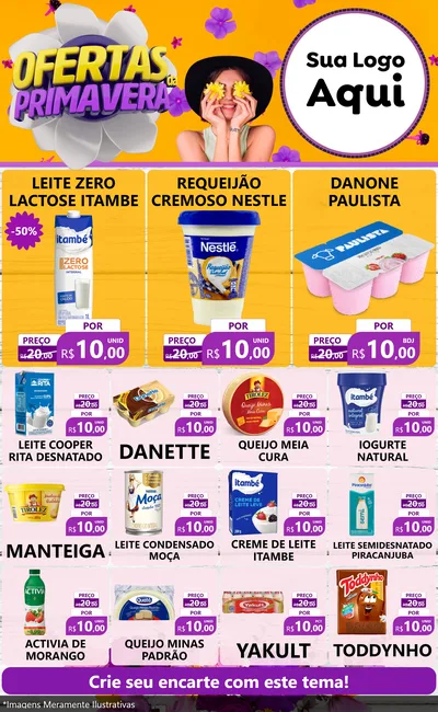 Modelo de Encarte para Encarte Grande com o tema Ofertas Da Primavera para Frios e Laticínios