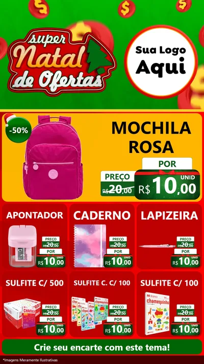 Modelo de Rede Social para Stories com o tema Super Natal de Ofertas para Papelaria