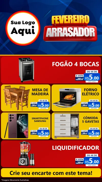 Modelo de TV para TV Vertical com o tema Fevereiro Arrasador para Móveis e Eletro