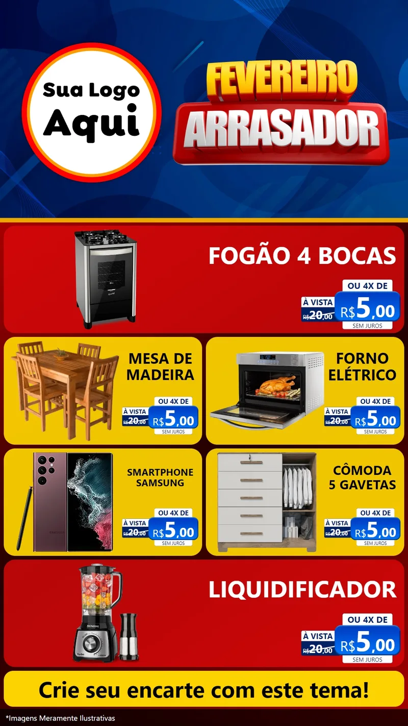 Modelo de TV para TV Vertical com o tema Fevereiro Arrasador para Móveis e Eletro