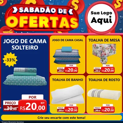 Modelo de Rede Social para Feed Facebook com o tema Sabadão de Ofertas para Cama, Mesa e Banho