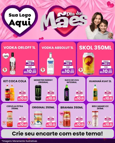 Modelo de Rede Social para Feed Instagram com o tema Dia das Mães para Distribuidora de bebidas