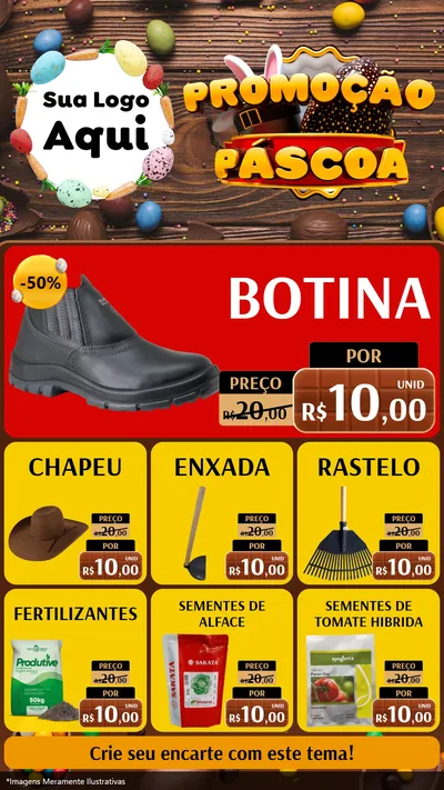 Modelo de Rede Social para Stories com o tema Promoção Páscoa para Agropecuária