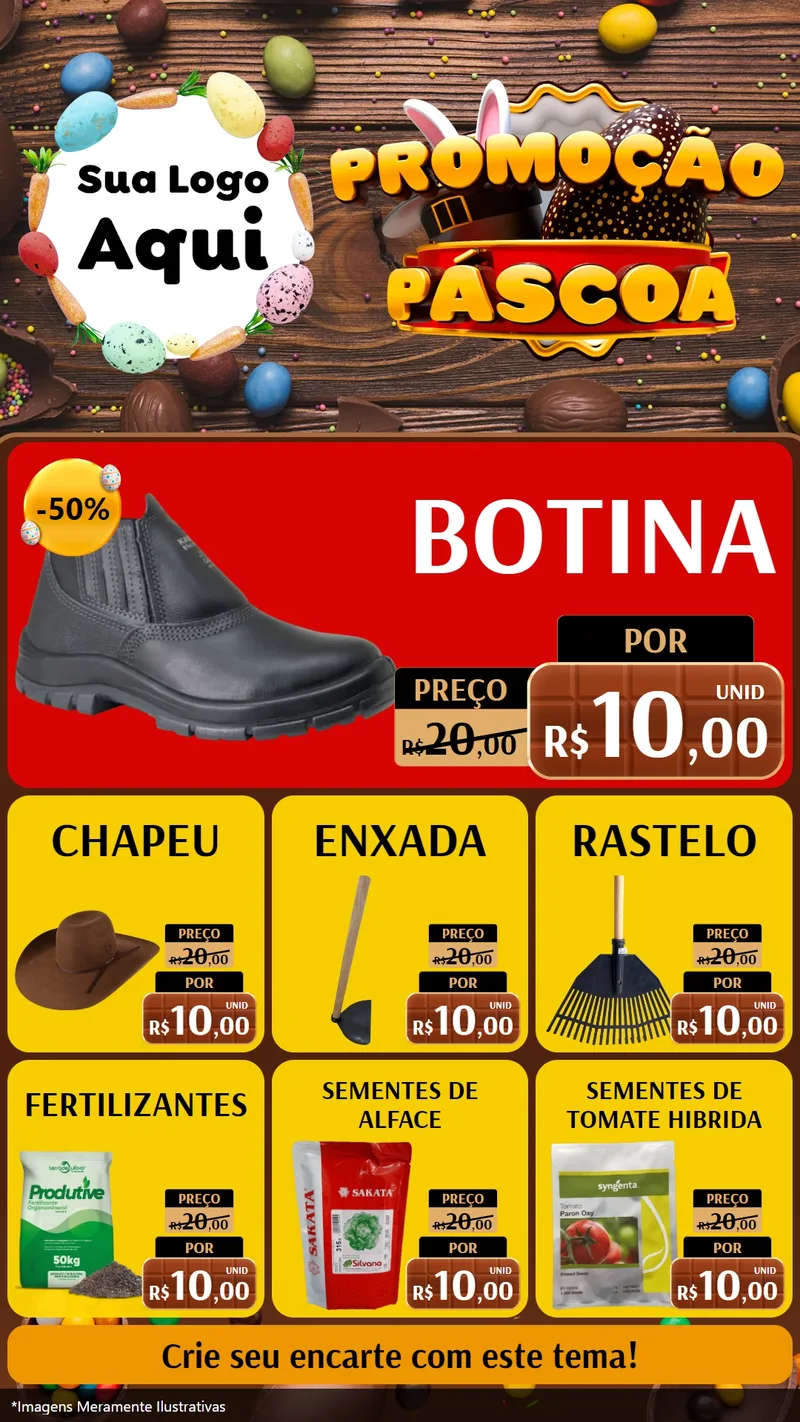 Modelo de Rede Social para Stories com o tema Promoção Páscoa para Agropecuária