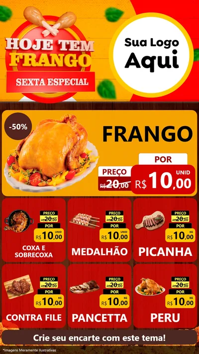 Modelo de Rede Social para Stories com o tema Hoje tem Frango Sexta Especial para Assados