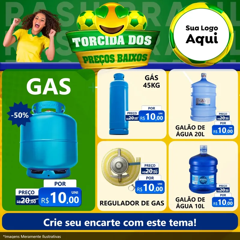 Modelo de Rede Social para Feed Facebook com o tema Torcida dos Preços Baixos - Copa para Água e gás