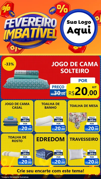 Modelo de Rede Social para Stories com o tema Fevereiro Imbatível para Cama, Mesa e Banho