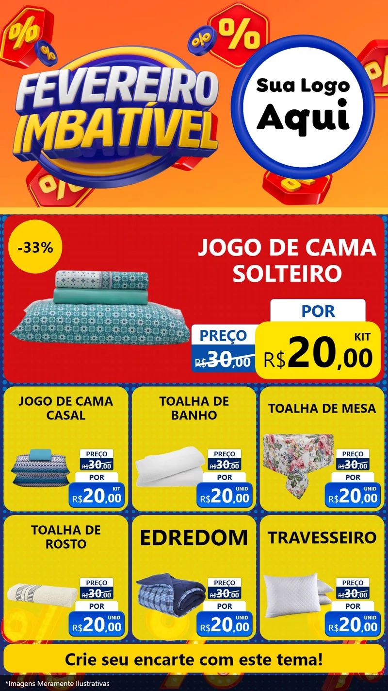 Modelo de Rede Social para Stories com o tema Fevereiro Imbatível para Cama, Mesa e Banho