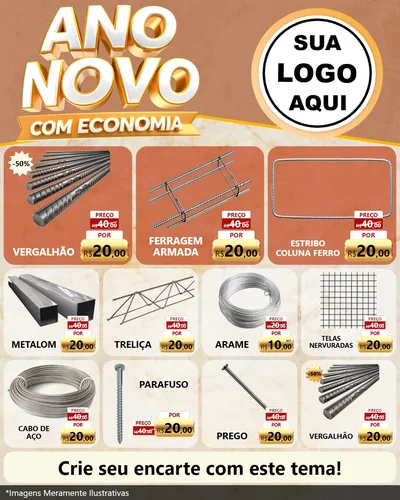 Modelo de Rede Social para Feed Instagram com o tema Ano Novo Com Economia para Ferragens