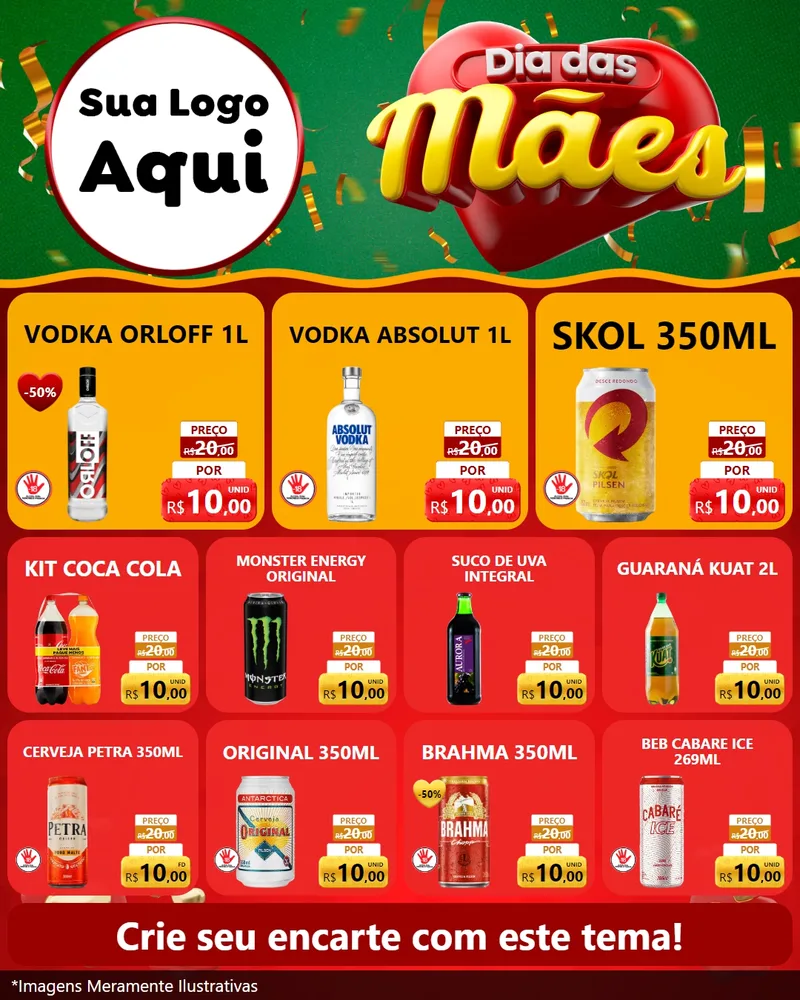 Modelo de Rede Social para Feed Instagram com o tema Dia das Mães para Distribuidora de bebidas