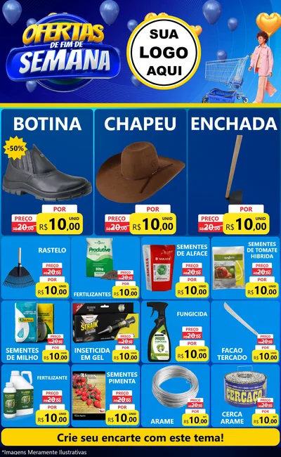 Modelo de Encarte para Encarte Grande com o tema Ofertas de Fim de Semana para Agropecuária