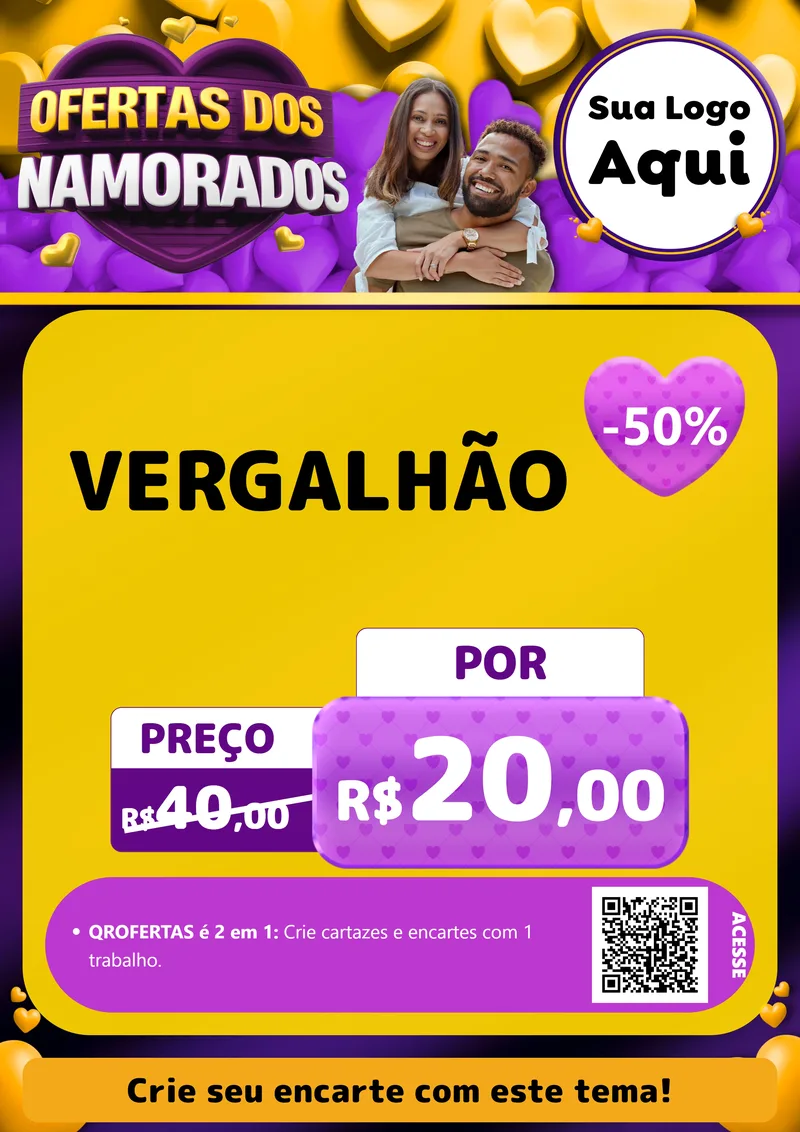 Modelo de Cartaz para Cartaz A4 Vertical com o tema Oferta Dos Namorados para Ferragens