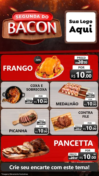 Modelo de TV para TV Vertical com o tema Segunda do Bacon para Assados