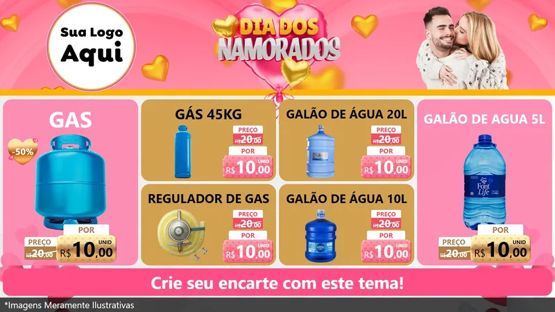 Modelo de TV para TV Horizontal com o tema Dia dos Namorados para Água e gás
