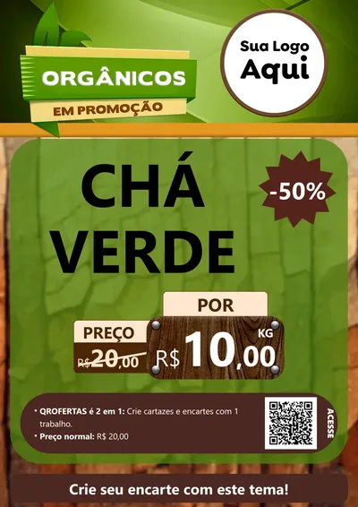 Modelo de Cartaz para Cartaz A4 Vertical com o tema Orgânicos em Promoção para Produtos Naturais