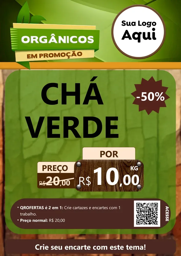 Modelo de Cartaz para Cartaz A4 Vertical com o tema Orgânicos em Promoção para Produtos Naturais