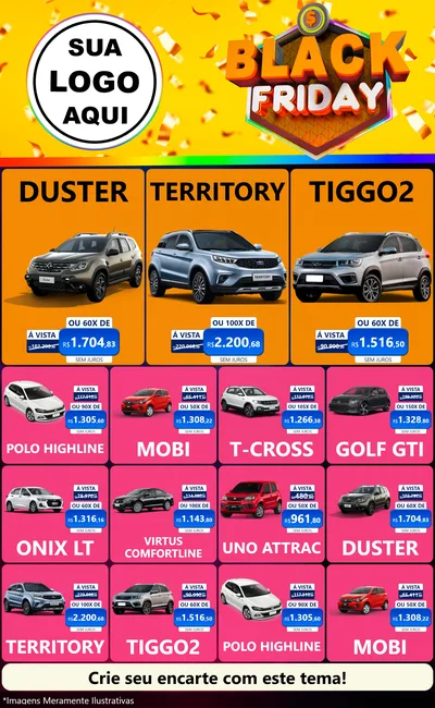 Modelo de Encarte para Encarte Grande com o tema Black Friday para Concessionaria de Carros