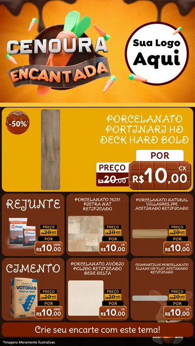Modelo de Rede Social para Stories com o tema Cenoura Encantada - Páscoa para Pisos e revestimentos