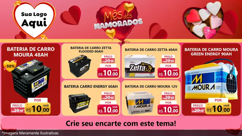 Modelo de TV para TV Horizontal com o tema Mês dos Namorados para Baterias Elétricas