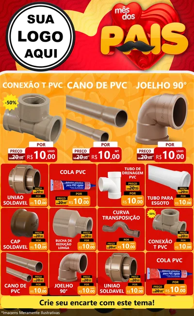 Modelo de Encarte para Encarte Grande com o tema Mês Dos Pais para Tubos e conexões