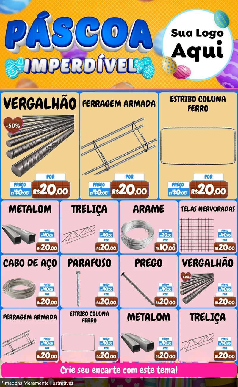 Modelo de Encarte para Encarte Grande com o tema Páscoa Imperdível para Ferragens