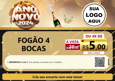 Modelo de Cartaz para Cartaz A4 Horizontal com o tema Feliz Ano Novo 2027 para Móveis e Eletro