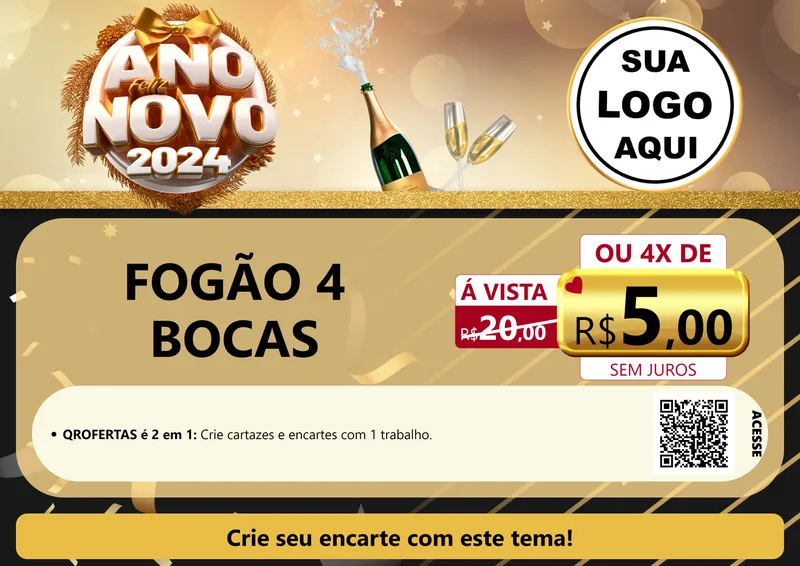 Modelo de Cartaz para Cartaz A4 Horizontal com o tema Feliz Ano Novo 2027 para Móveis e Eletro
