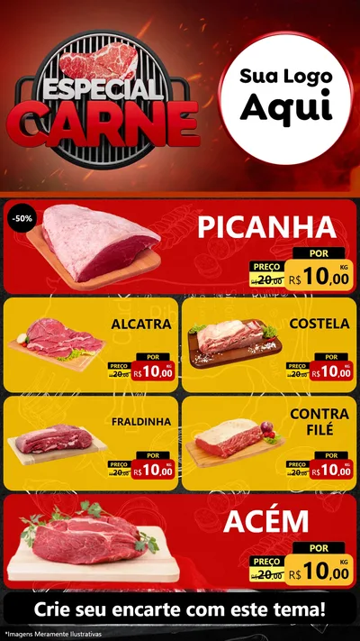 Modelo de TV para TV Vertical com o tema Especial da Carne para Açougue