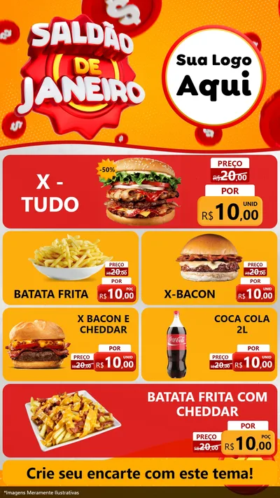 Modelo de TV para TV Vertical com o tema Saldão de Janeiro para Hamburgueria