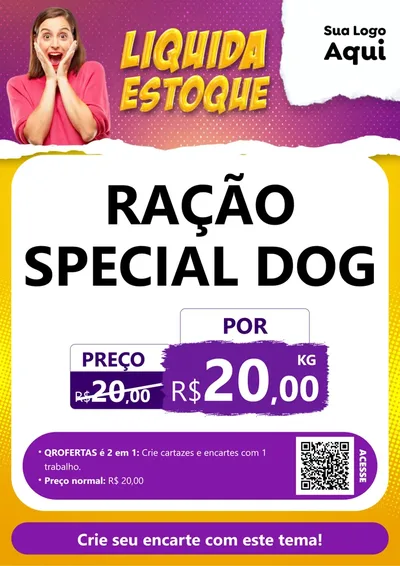 Modelo de Cartaz para Cartaz A4 Vertical com o tema Liquida estoque para Pet Shop