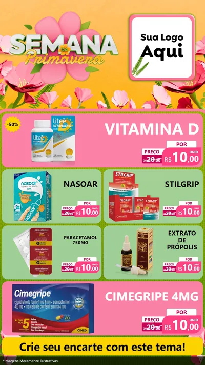 Modelo de TV para TV Vertical com o tema Semana da Primavera para Farmácia