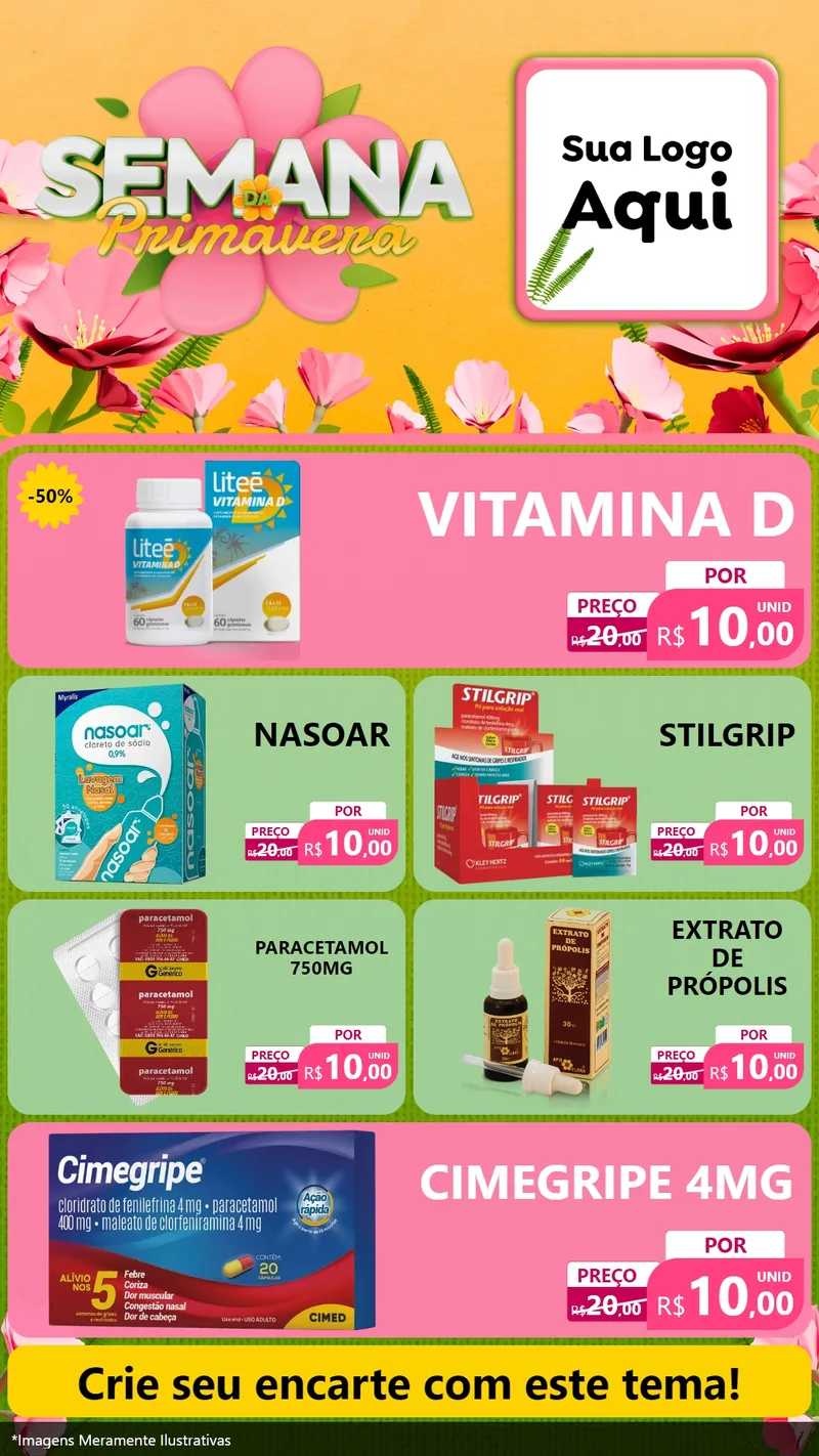 Modelo de TV para TV Vertical com o tema Semana da Primavera para Farmácia