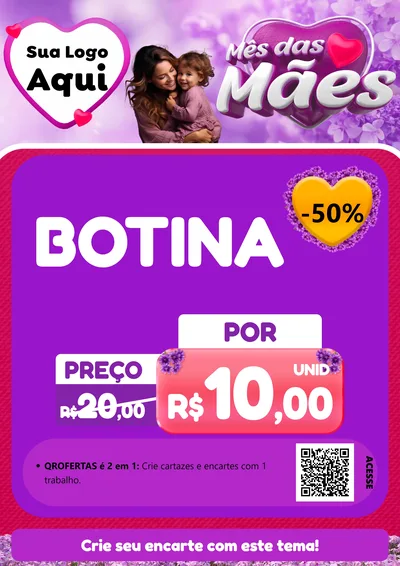 Modelo de Cartaz para Cartaz A4 Vertical com o tema Mês das Mães para Agropecuária