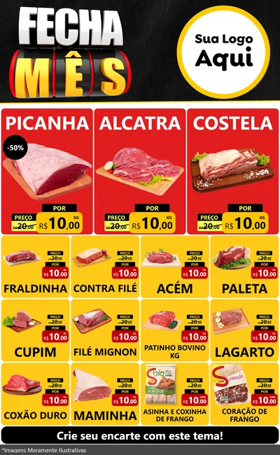 Modelo de Encarte para Encarte Grande com o tema Fecha Mês para Açougue
