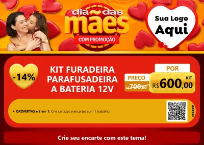 Modelo de Cartaz para Cartaz A4 Horizontal com o tema Dia das Mães com Promoção para Maquinas e Ferramentas