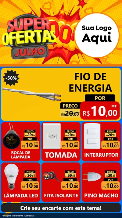 Modelo de Rede Social para Stories com o tema Super Ofertas Julho para Materiais Elétricos