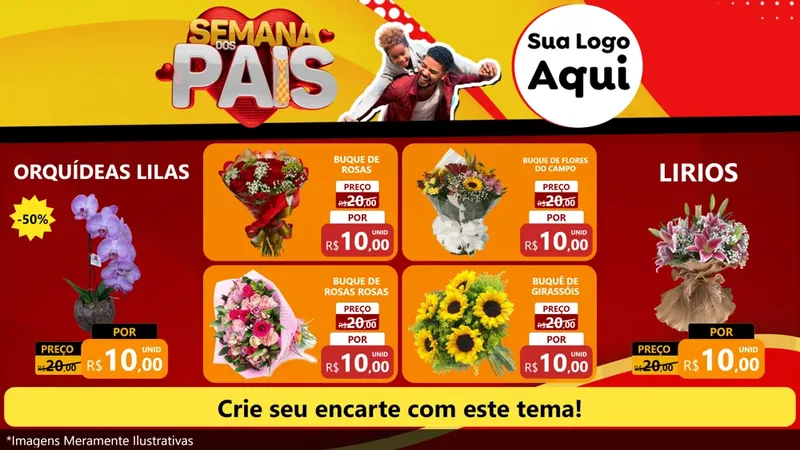 Modelo de TV para TV Horizontal com o tema Semana Dos Pais para Floricultura e jardim