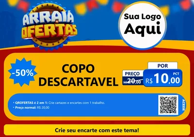 Modelo de Cartaz para Cartaz A4 Horizontal com o tema Arraiá de Ofertas - Junina para Embalagens